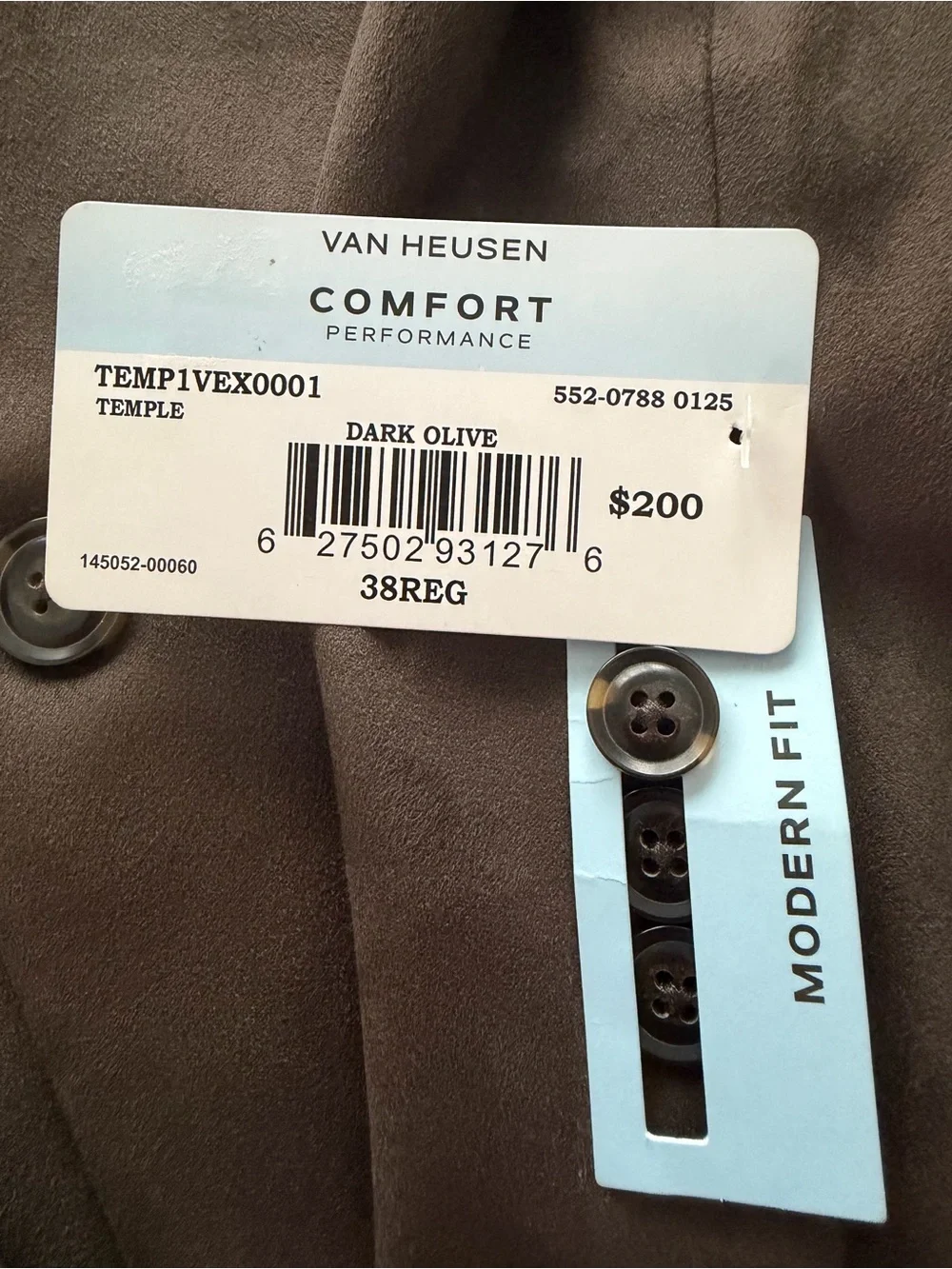 Van Heusen Comfort Performance Modern Fit Blazer – Dark Olive – 38R NWT